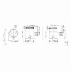 Niet-automatische bilgepomp, 24V, 69.4 L/min, 0.4 bar