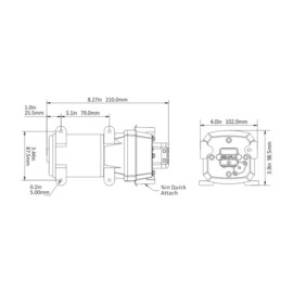 Membraanpomp (drinkwaterpomp), 12V, 10 L/min, uitschakeldruk 1.2 bar