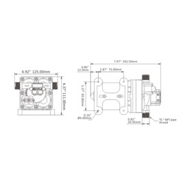 Membraanpomp (drinkwaterpomp), 24V, 11.3 L/min, uitschakeldruk 3.8 bar