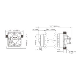 Membraanpomp (drinkwaterpomp), 24V, 18.9 L/min, uitschakeldruk 3.8 bar