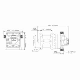 Membraanpomp (drinkwaterpomp), 24V, 7.6 L/min, uitschakeldruk 3.8 bar