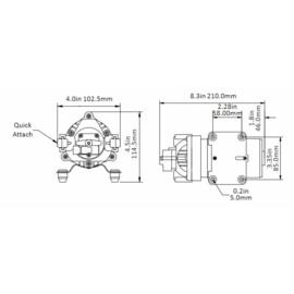 Heavy duty hogedruk Membraanpomp, 24V, 7.0 L/min, uitschakeldruk 5.5 bar