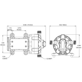 Heavy duty membraanpomp (drinkwaterpomp) met automatische flow control, 12V, 18.9 L/min, uitschakeldruk 4.8 bar