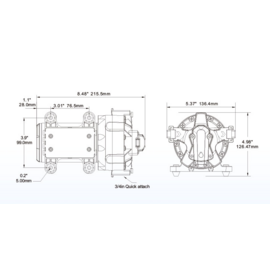 Heavy duty membraanpomp (drinkwaterpomp) met automatische flow control, 24V, 18.9 L/min, uitschakeldruk 4.8 bar