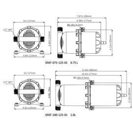 Druktank accumulatortank, 0.75L, Voordruk: 0.7 bar instelbaar tot 8.6Bar (10-125psi)